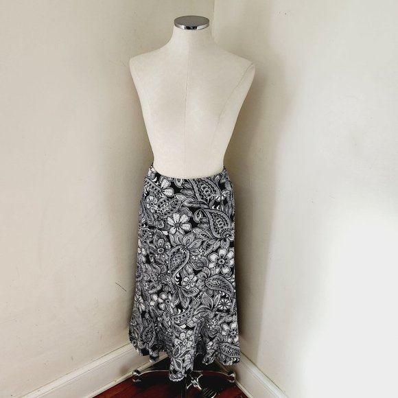 Talbots petites blue floral print midi skirt women's size P‎ - Picture 1 of 5